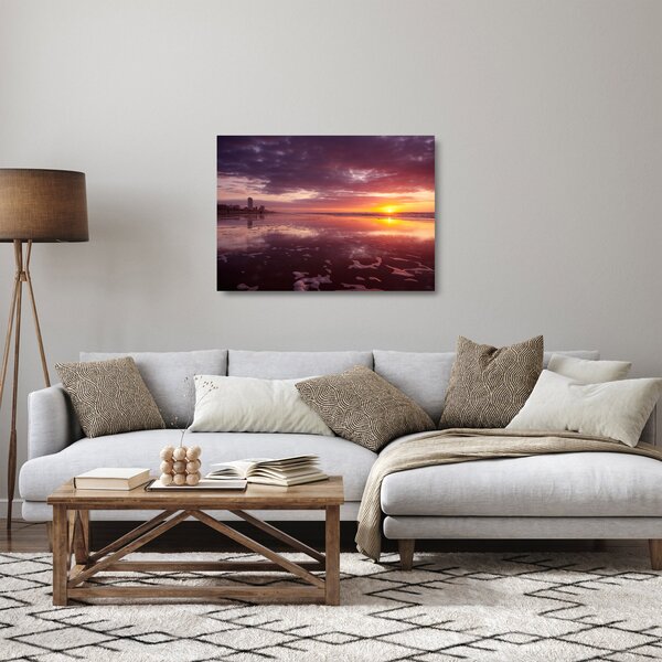 Staklena slika - Plaža u zalasku sunca (70x50 cm)