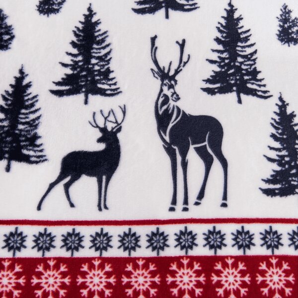 Sada posteljine od mikropliša TWINKLE CHRISTMAS u boji + plahta od mikropliša SOFT 90x200 cm bijela, za jedan krevet