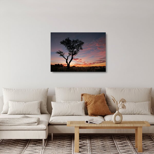 Staklena slika - Drvo i crvenkaste nijanse (70x50 cm)
