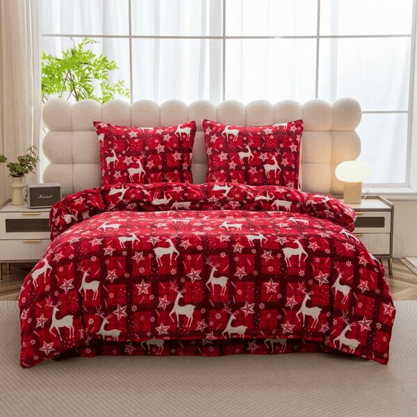Posteljina mikropliš VELVET CHRISTMAS crvena Dimenzije posteljine: 70 x 90 cm | 140 x 200 cm