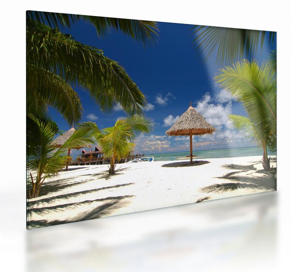 Staklena slika - Plaža s bijelim pijeskom (70x50 cm)