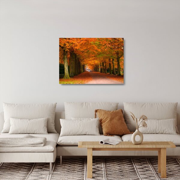 Staklena slika - Avenija drveća u jesen (70x50 cm)
