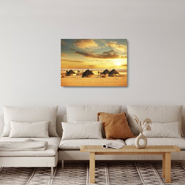 Staklena slika - Kolibe u pustinji (70x50 cm)
