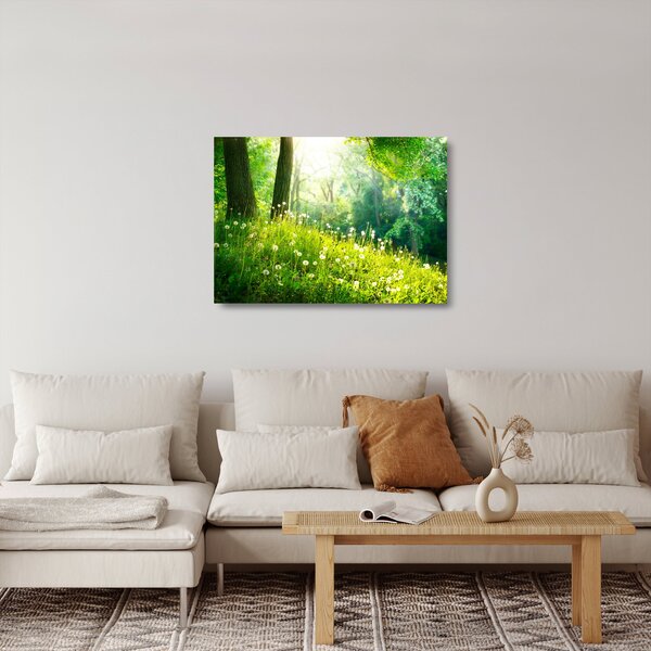 Staklena slika - Čarobna livada puna maslačaka (70x50 cm)