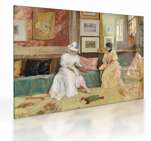 Staklena slika - William Merritt Chase, A Friendly Call, reprodukcije (70x50 cm)