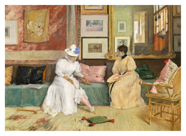 Staklena slika - William Merritt Chase, A Friendly Call, reprodukcije (70x50 cm)