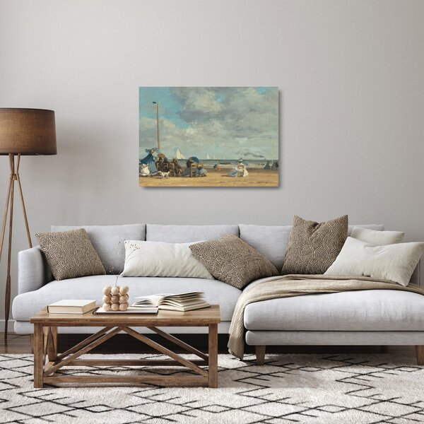 Staklena slika - Eugène Boudin, Beach at Trouville, reprodukcije (70x50 cm)