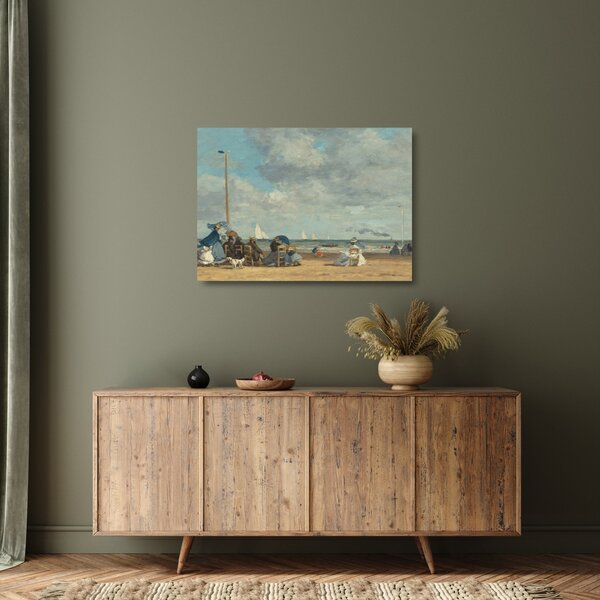 Staklena slika - Eugène Boudin, Beach at Trouville, reprodukcije (70x50 cm)
