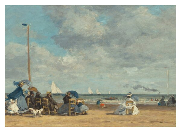 Staklena slika - Eugène Boudin, Beach at Trouville, reprodukcije (70x50 cm)