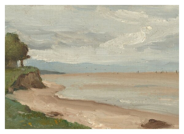 Staklena slika - Jean-Baptiste-Camille Corot, Beach Near Etretat, reprodukcije (70x50 cm)