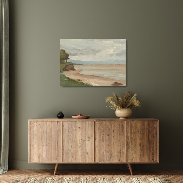 Staklena slika - Jean-Baptiste-Camille Corot, Beach Near Etretat, reprodukcije (70x50 cm)