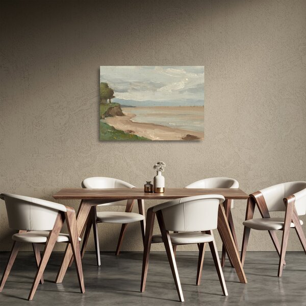 Staklena slika - Jean-Baptiste-Camille Corot, Beach Near Etretat, reprodukcije (70x50 cm)