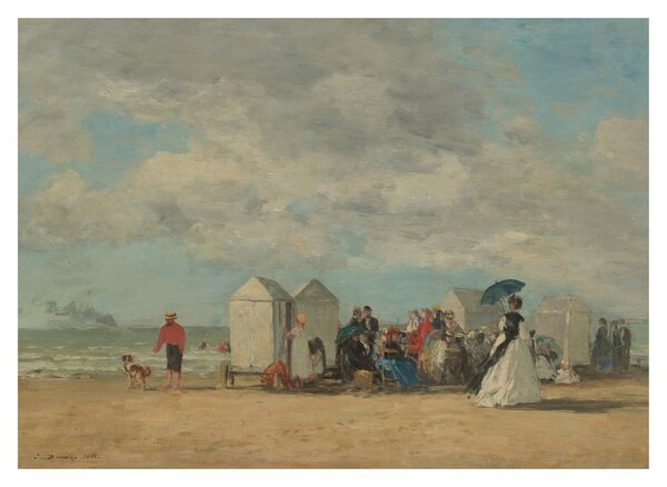Staklena slika - Eugène Boudin, Beach Scene, reprodukcije (70x50 cm)