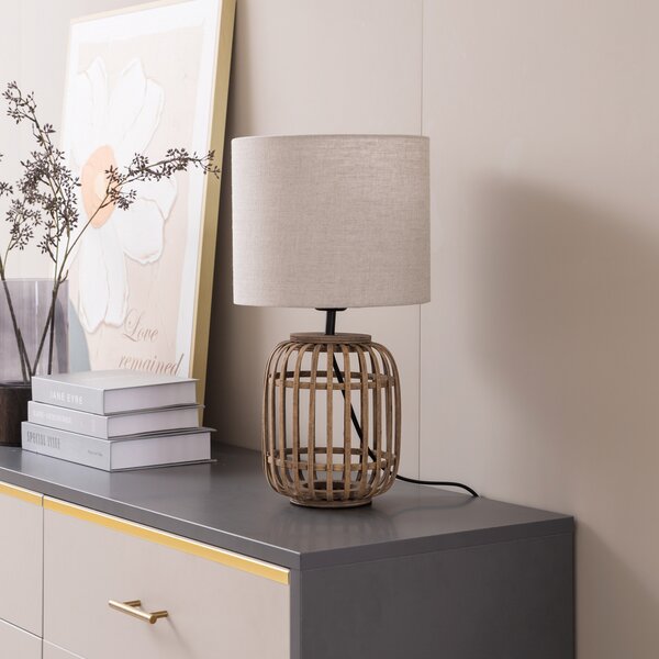 Stolne Lampa Lindby, Marzanna, Drvo, Dnevna soba, Tkanina / tekstil, Boho