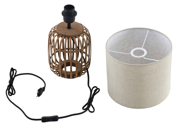 Stolne Lampa Lindby, Marzanna, Drvo, Dnevna soba, Tkanina / tekstil, Boho