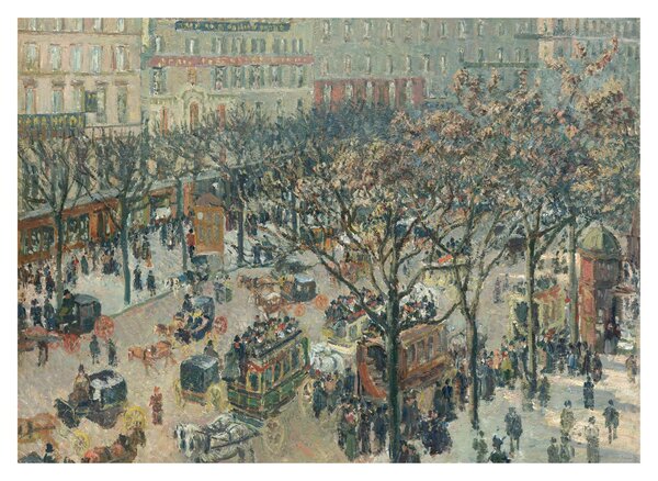 Staklena slika - Camille Pissarro, Boulevard des Italiens, Morning, Sunlight, reprodukcije (70x50 cm)