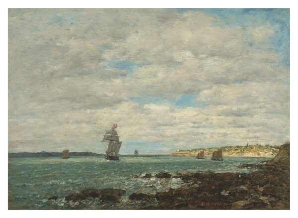 Staklena slika - Eugène Boudin, Coast of Brittany, reprodukcije (70x50 cm)