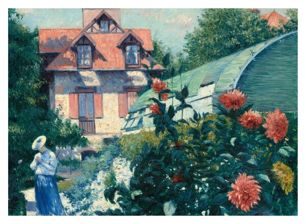Staklena slika - Gustave Caillebotte, Dahlias, Garden at Petit Gennevilliers, reprodukcije (70x50 cm)