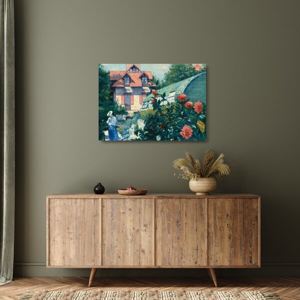 Staklena slika - Gustave Caillebotte, Dahlias, Garden at Petit Gennevilliers, reprodukcije (70x50 cm)