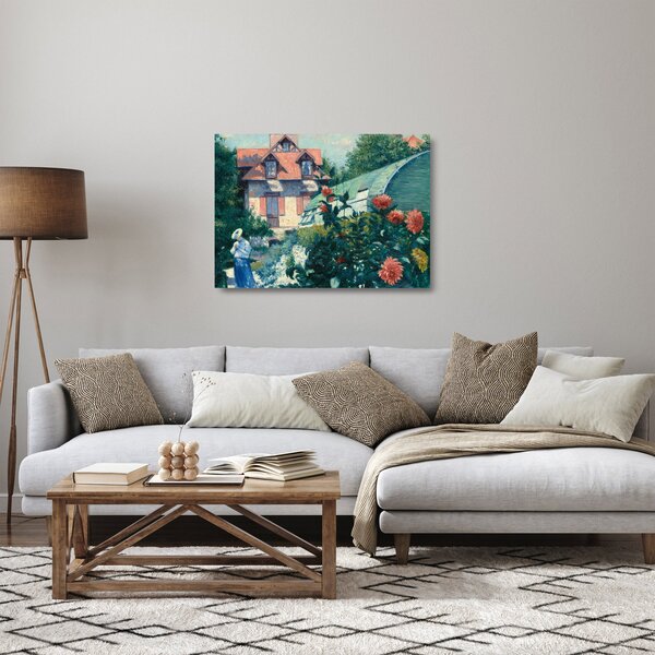 Staklena slika - Gustave Caillebotte, Dahlias, Garden at Petit Gennevilliers, reprodukcije (70x50 cm)
