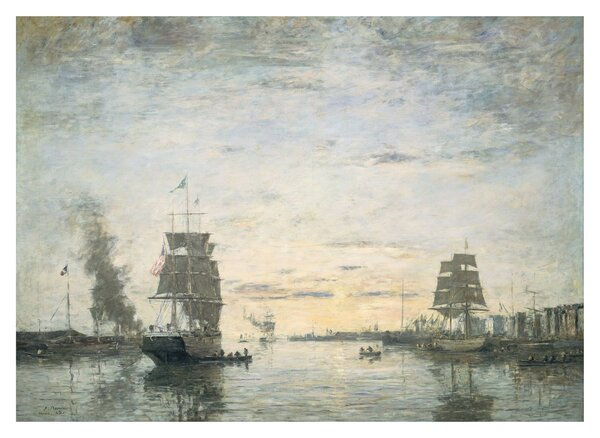 Staklena slika - Eugène Boudin, Entrance to the Harbor, Le Havre, reprodukcije (70x50 cm)