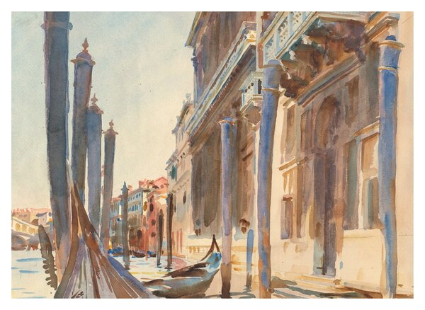 Staklena slika - John Singer Sargent, Gondola Moorings on the Grand Canal, reprodukcije (70x50 cm)