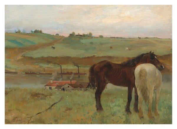 Staklena slika - Edgar Degas, Horses in a Meadow, reprodukcije (70x50 cm)