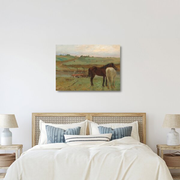 Staklena slika - Edgar Degas, Horses in a Meadow, reprodukcije (70x50 cm)