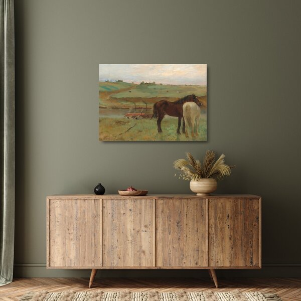 Staklena slika - Edgar Degas, Horses in a Meadow, reprodukcije (70x50 cm)