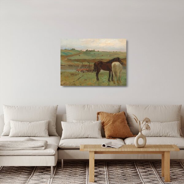 Staklena slika - Edgar Degas, Horses in a Meadow, reprodukcije (70x50 cm)