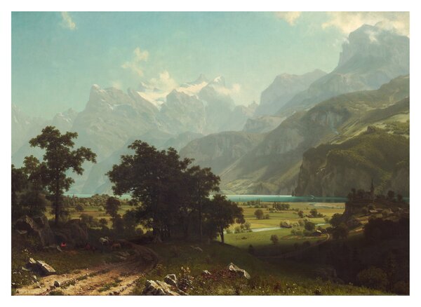 Staklena slika - Albert Bierstadt, Lake Lucerne, reprodukcije (70x50 cm)