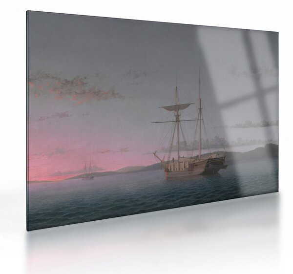 Staklena slika - Fitz Henry Lane, Lumber Schooners at Evening on Penobscot Bay, reprodukcije (70x50 cm)