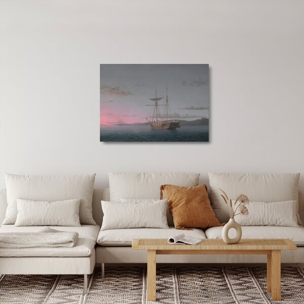 Staklena slika - Fitz Henry Lane, Lumber Schooners at Evening on Penobscot Bay, reprodukcije (70x50 cm)