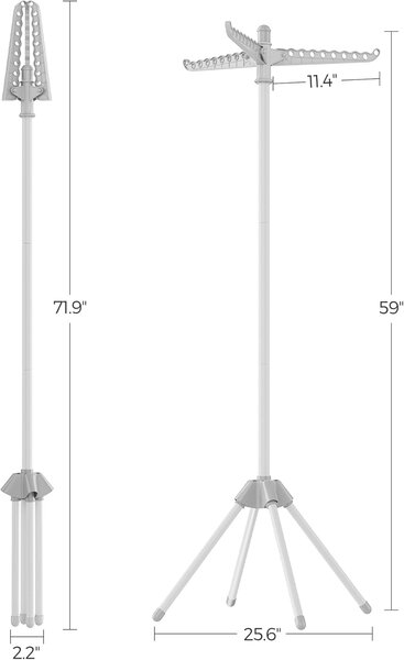 Stalak za sušenje rublja visine 150 cm, sivo-bijeli | SONGMICS