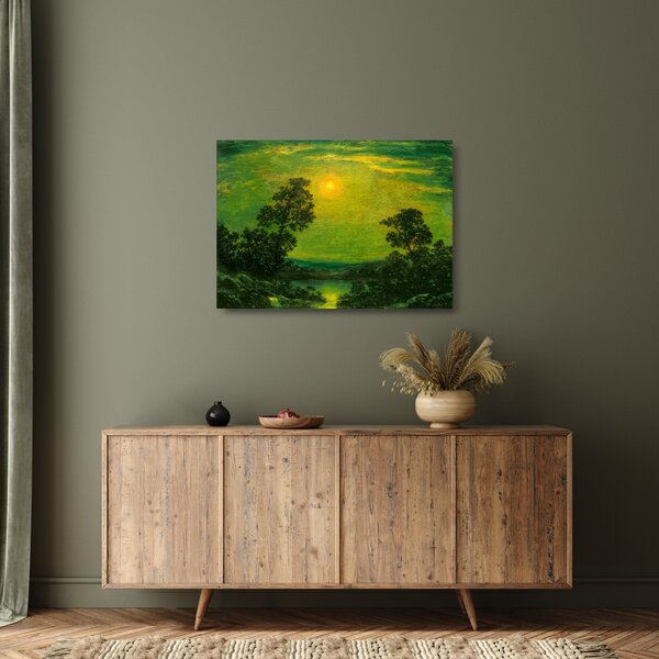 Staklena slika - Imitator of Ralph Albert Blakelock, Moonlight, reprodukcije (70x50 cm)