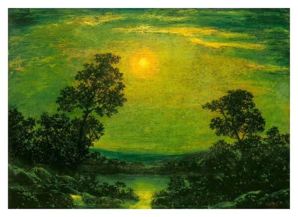 Staklena slika - Imitator of Ralph Albert Blakelock, Moonlight, reprodukcije (70x50 cm)