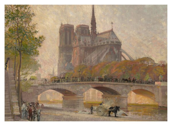 Staklena slika - Robert William Vonnoh, Notre Dame de Paris, reprodukcije (70x50 cm)