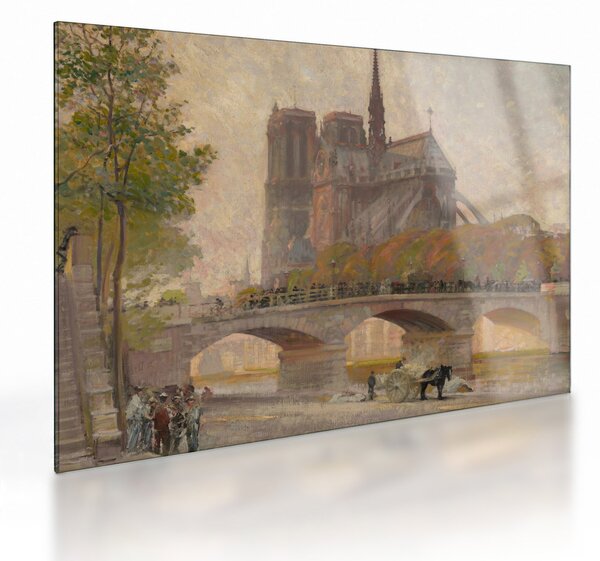 Staklena slika - Robert William Vonnoh, Notre Dame de Paris, reprodukcije (70x50 cm)