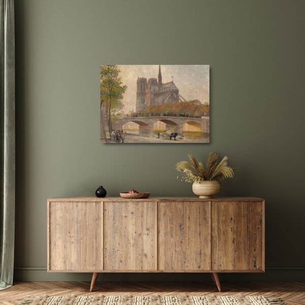 Staklena slika - Robert William Vonnoh, Notre Dame de Paris, reprodukcije (70x50 cm)