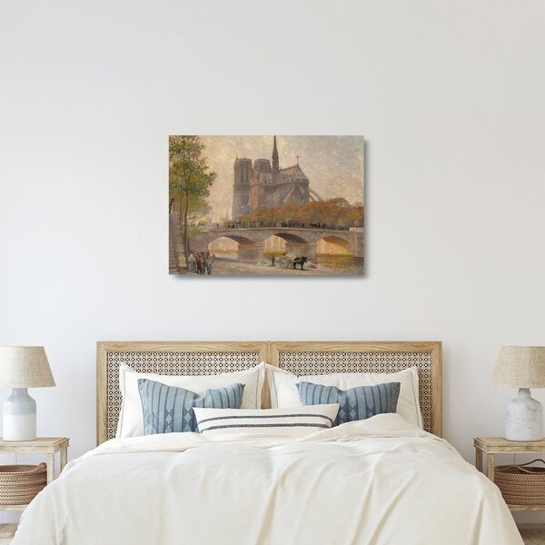 Staklena slika - Robert William Vonnoh, Notre Dame de Paris, reprodukcije (70x50 cm)