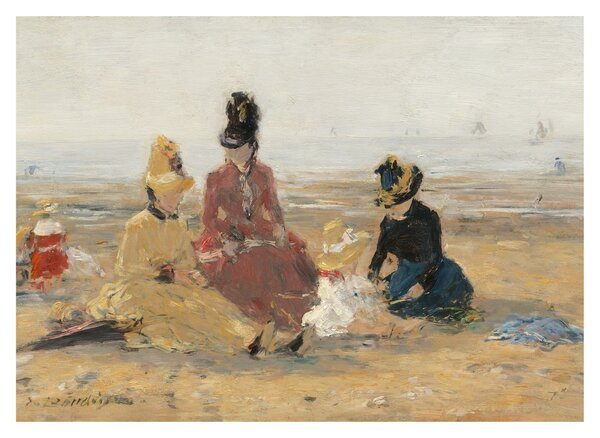 Staklena slika - Eugène Boudin, On the Beach, Trouville, reprodukcije (70x50 cm)