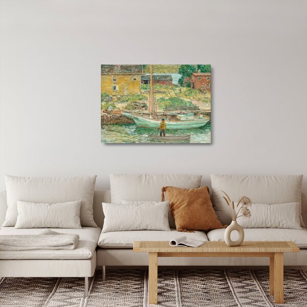 Staklena slika - Childe Hassam, Oyster Sloop, Cos Cob, reprodukcije (70x50 cm)