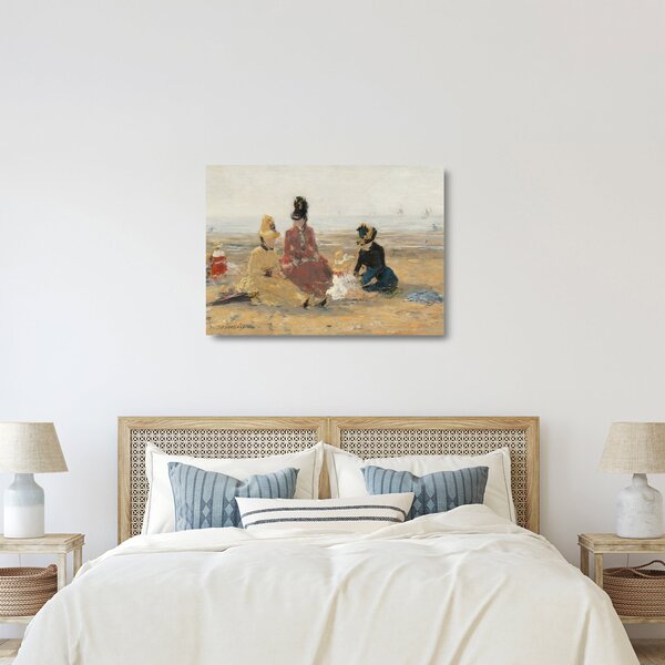 Staklena slika - Eugène Boudin, On the Beach, Trouville, reprodukcije (70x50 cm)