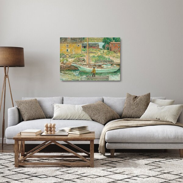 Staklena slika - Childe Hassam, Oyster Sloop, Cos Cob, reprodukcije (70x50 cm)