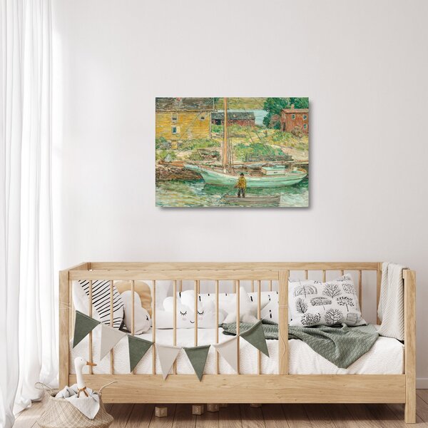 Staklena slika - Childe Hassam, Oyster Sloop, Cos Cob, reprodukcije (70x50 cm)
