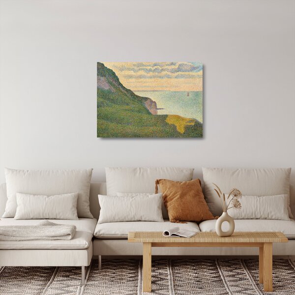 Staklena slika - Georges Seurat, Seascape at Port-en-Bessin, Normandy, reprodukcije (70x50 cm)