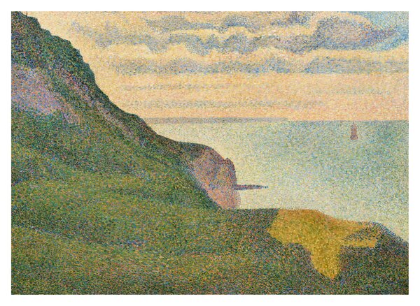 Staklena slika - Georges Seurat, Seascape at Port-en-Bessin, Normandy, reprodukcije (70x50 cm)