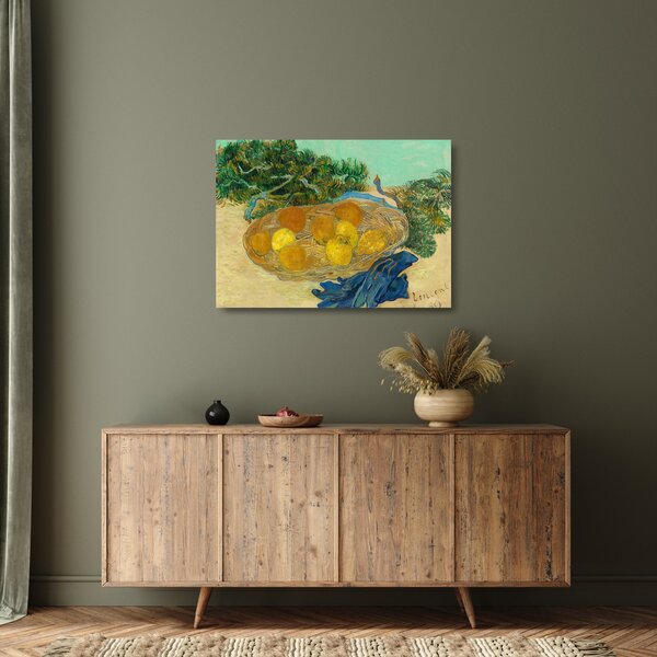 Staklena slika - Vincent van Gogh, Still Life of Oranges and Lemons with Blue Gloves, reprodukcije (70x50 cm)