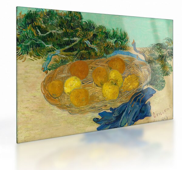 Staklena slika - Vincent van Gogh, Still Life of Oranges and Lemons with Blue Gloves, reprodukcije (70x50 cm)