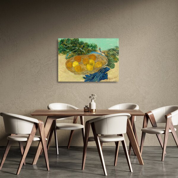 Staklena slika - Vincent van Gogh, Still Life of Oranges and Lemons with Blue Gloves, reprodukcije (70x50 cm)
